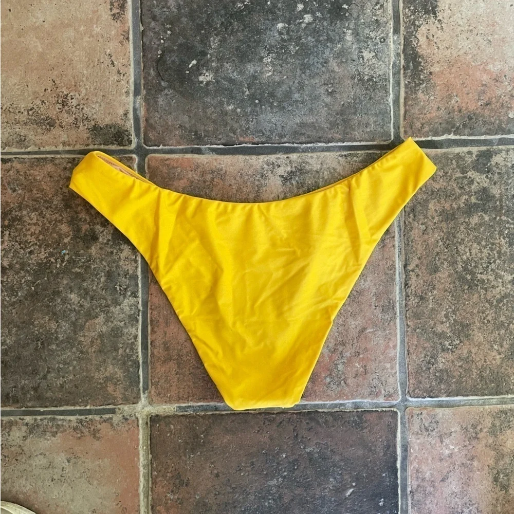 J.Crew Curved Waist Cheeky Bikini Bottom Yellow Size L
